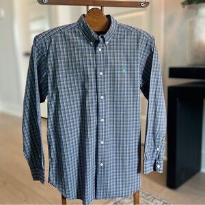 Ralph Lauren Boys XL sz. 20 Blue Green Checkered Button-Down Shirt 100% Cotton